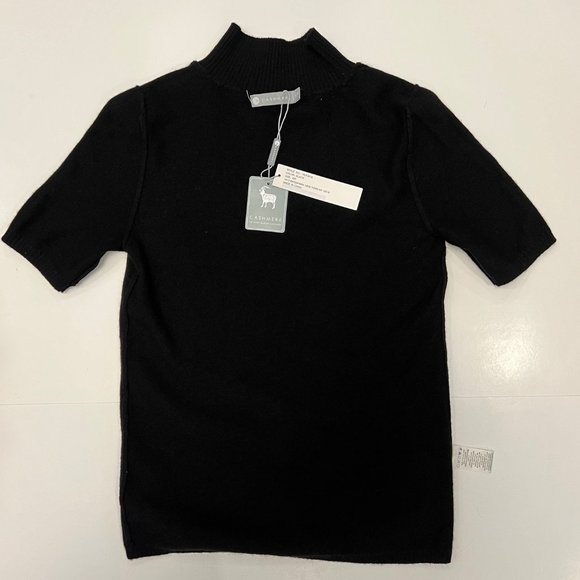 NEW! InCashmere 100% Cashmere Short Sleeve Mock Neck Sweater Black, Sz X/P- US 0 - Picture 11 of 16
